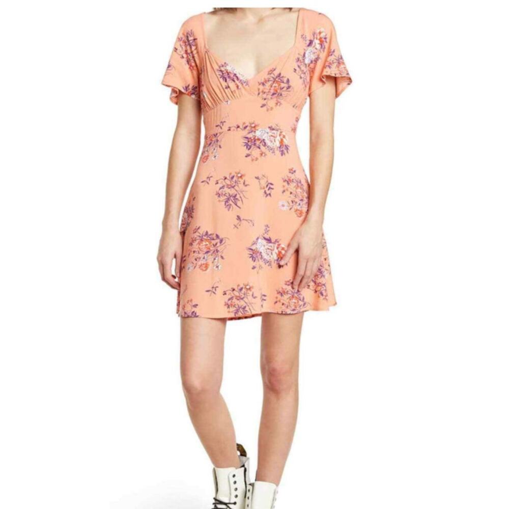 Abound Skater Dress Floral Pattern Zip Closure Short Sleeve Multicolor 2X NWT